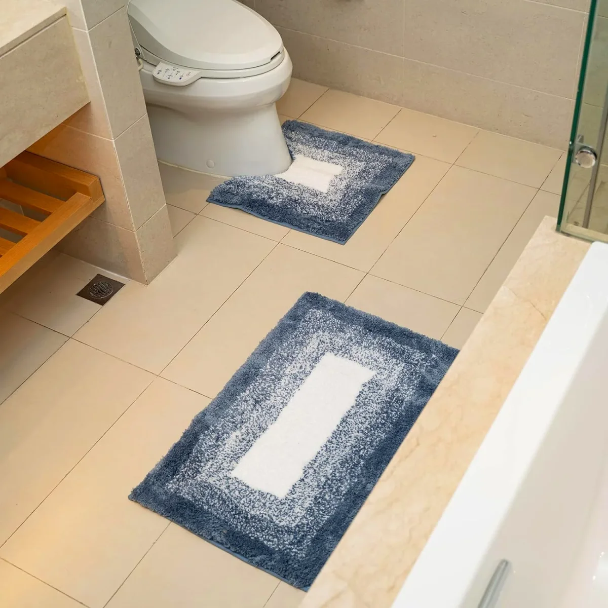 2 stuks bad- en voetstukmatset, zachte, antislip, waterabsorberende mattensets~5393 - Afbeelding 9