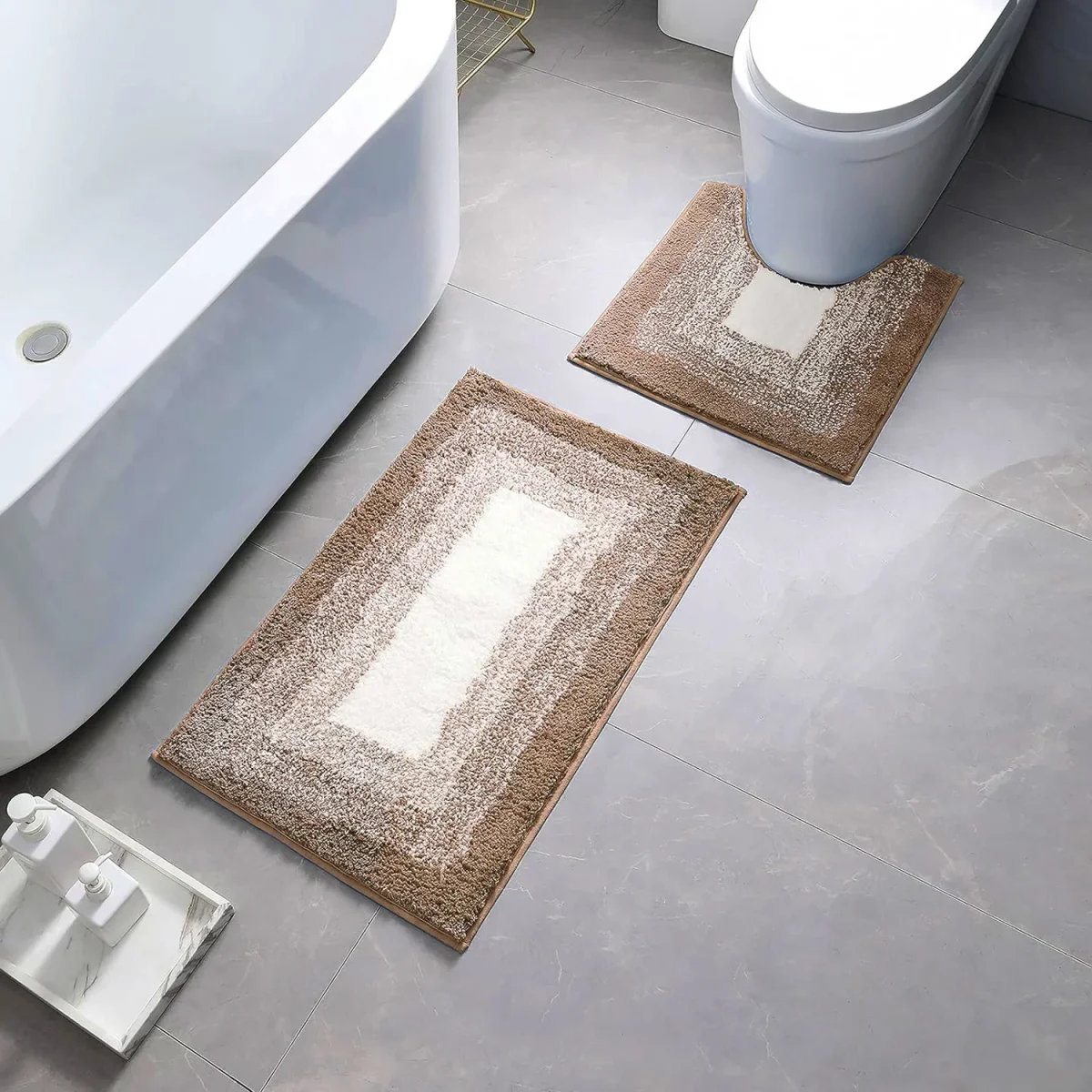 2 stuks bad- en voetstukmatset, zachte, antislip, waterabsorberende mattensets~5393 - Afbeelding 6