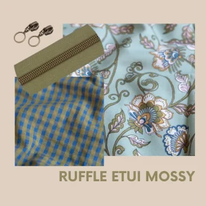 Pakket ruffle etui - bloemen/ruiten mossy