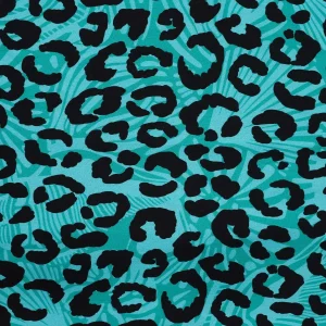 Coupon 60cm french terry digitaal luipaardprint tiffany