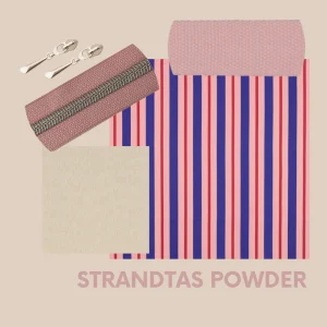 Pakket strandtas + etui strepen powder pink