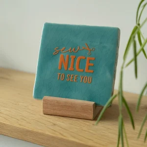 Tegeltje 'Sew nice to see you' turquoise